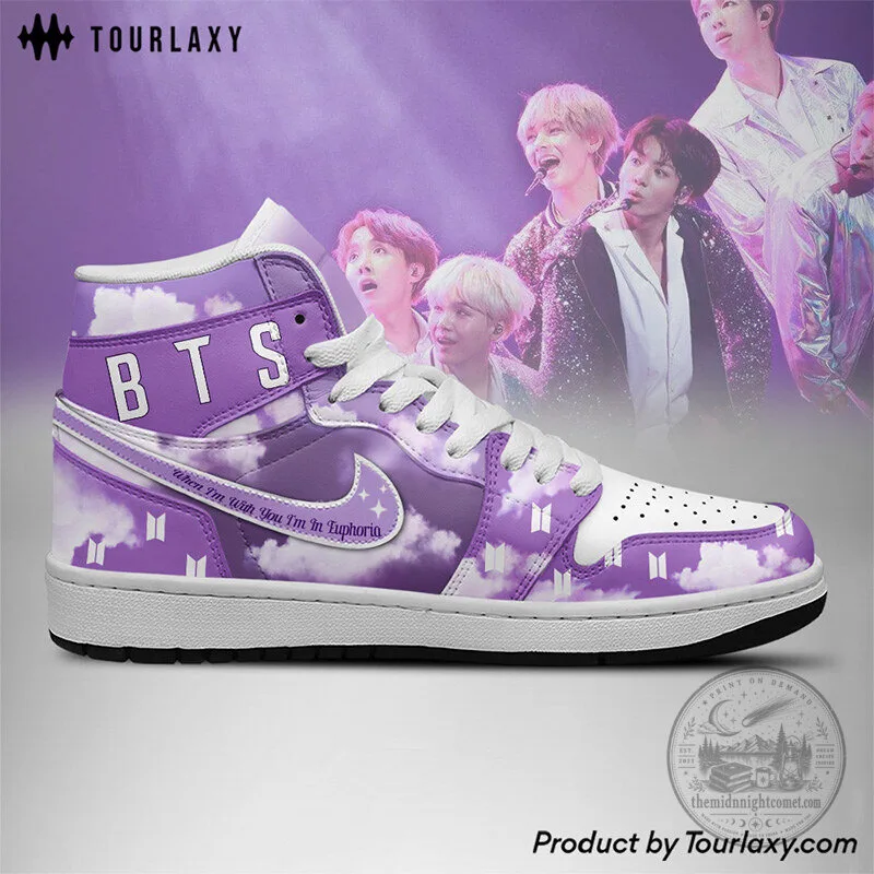 BTS Band Purple Cloud Pattern High-Top Sneakers 5 BTS Band Purple Cloud Pattern High-Top Sneakers