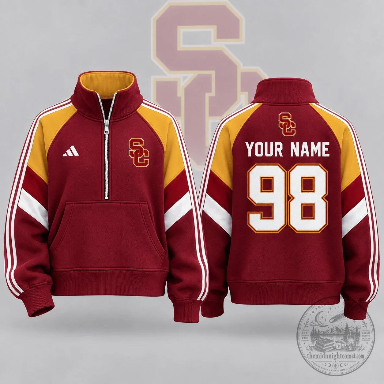 University of Southern California Trojans Personalized Quarter Zip Pullover Sweatshirt