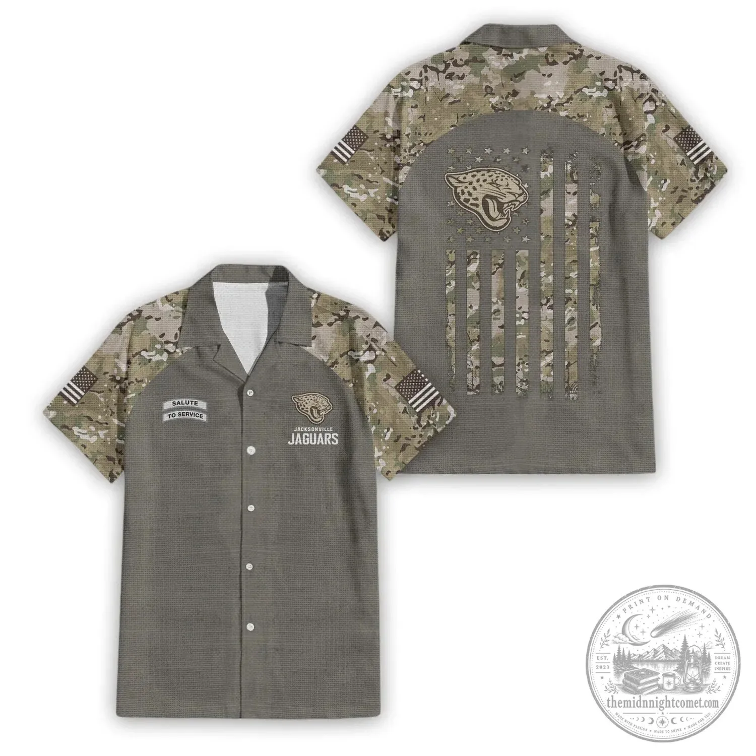 Jacksonville Jaguars Salute To Service Camouflage American Flag Hawaiian Shirt