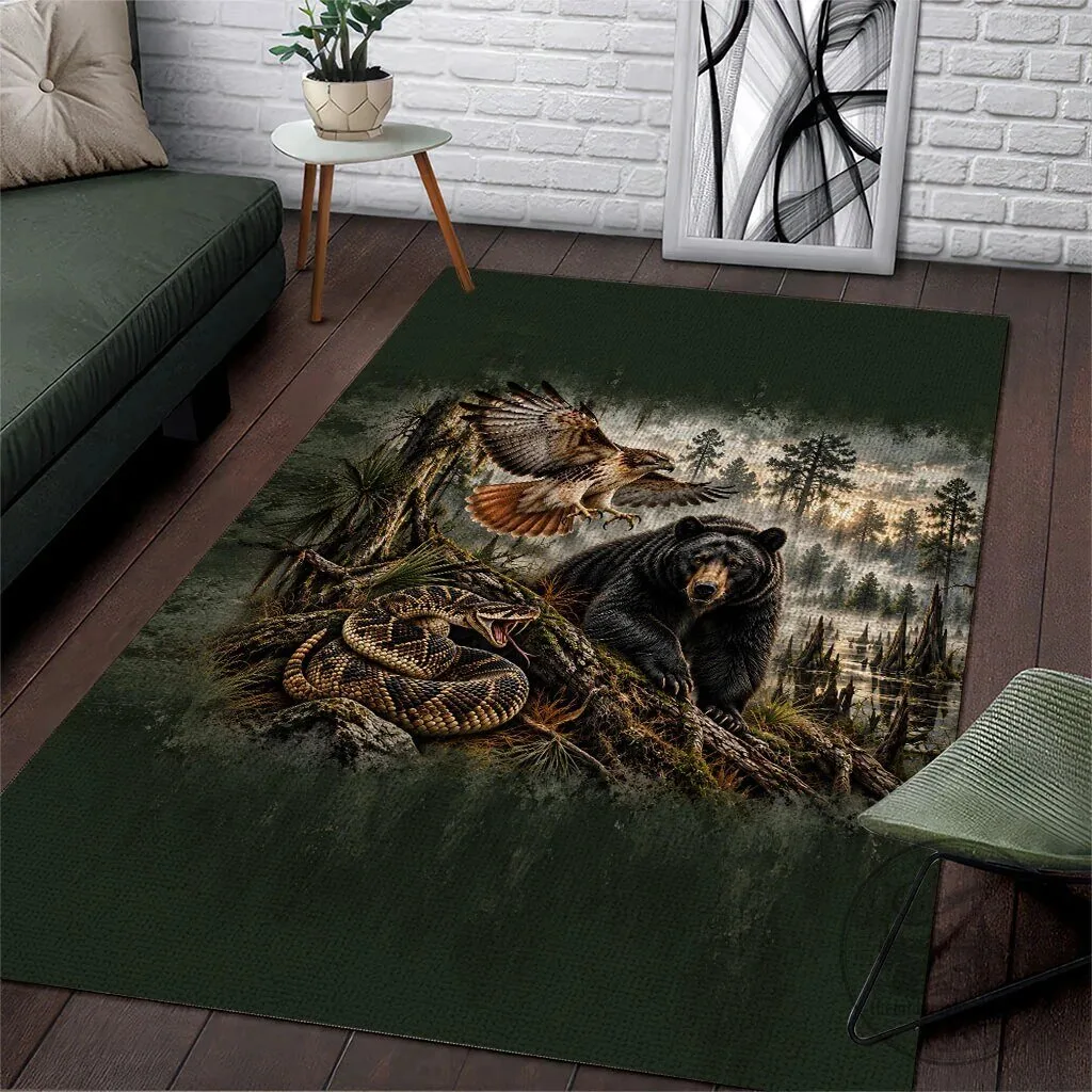 Chahta Yakni Tribe Land Of The Free Native American Wildlife Nature Landscape Area Rug