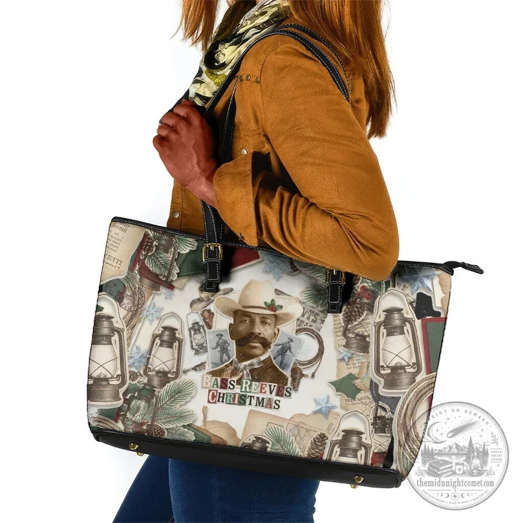 Bass Reeves Christmas Old West Marshal Frontier Leather Tote Bag