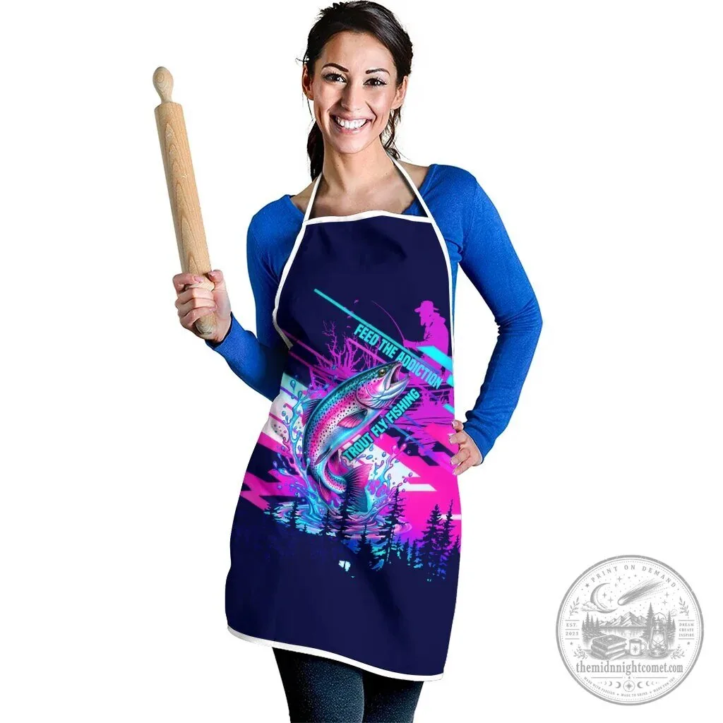 Trout Fly Fishing Born To Cast Vibrant Neon Cyberpunk Abstract Rainbow Trout Apron 8 Trout Fly Fishing Born To Cast Vibrant Neon Cyberpunk Abstract Rainbow Trout Apron