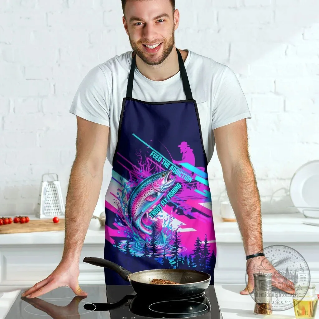 Trout Fly Fishing Born To Cast Vibrant Neon Cyberpunk Abstract Rainbow Trout Apron 10 Trout Fly Fishing Born To Cast Vibrant Neon Cyberpunk Abstract Rainbow Trout Apron