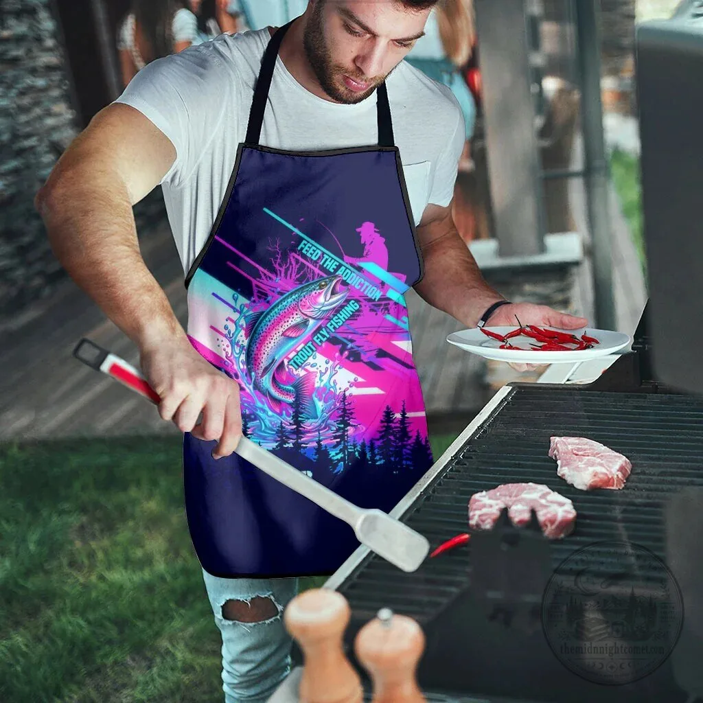 Trout Fly Fishing Born To Cast Vibrant Neon Cyberpunk Abstract Rainbow Trout Apron 11 Trout Fly Fishing Born To Cast Vibrant Neon Cyberpunk Abstract Rainbow Trout Apron