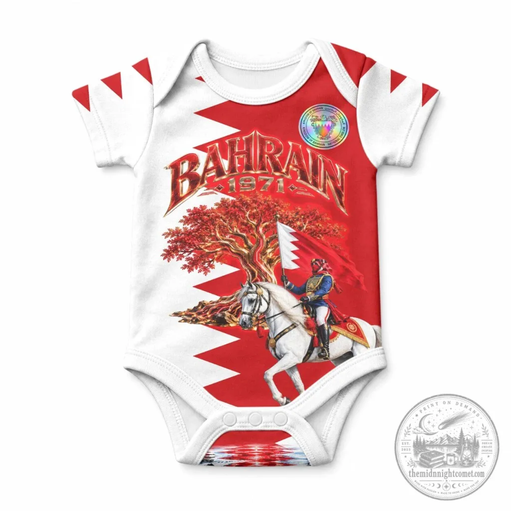 Bahrain National Day Baby Bodysuit Bahraini Flag Horse Knight Infant Romper