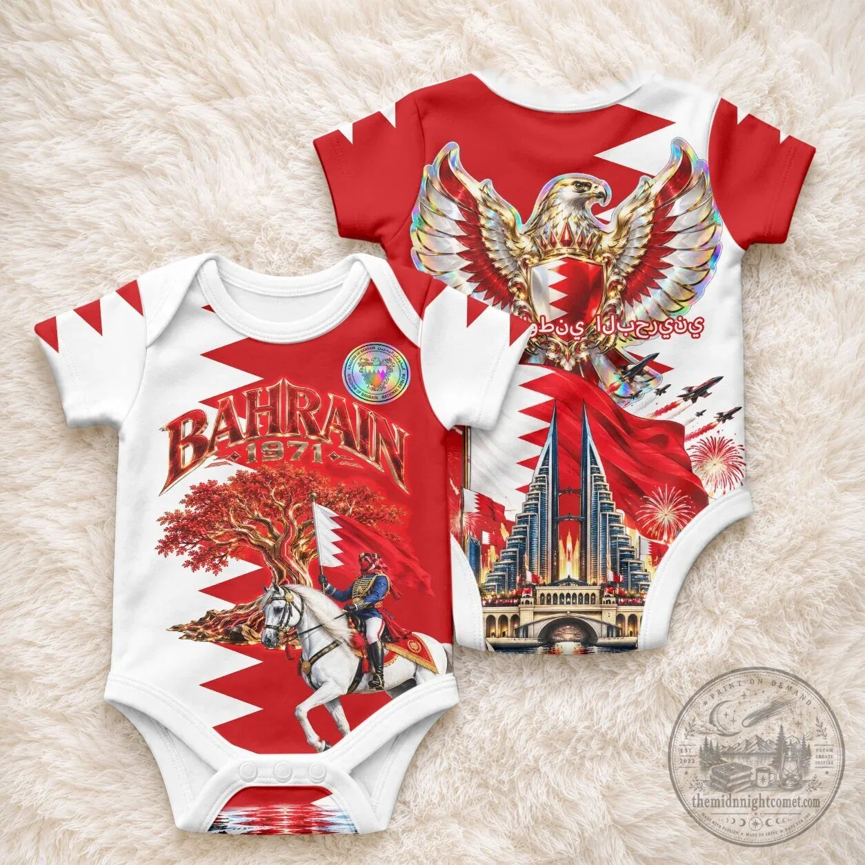 Bahrain National Day Baby Bodysuit Bahraini Flag Horse Knight Infant Romper 4 Bahrain National Day Baby Bodysuit Bahraini Flag Horse Knight Infant Romper