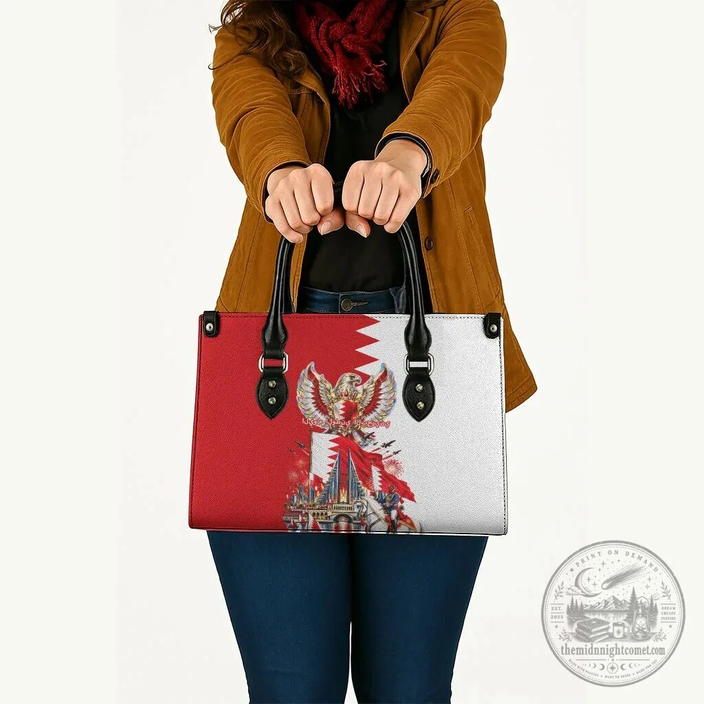 Bahrain National Day Flag Emblem Horse Knight Leather Handbag 9 Bahrain National Day Flag Emblem Horse Knight Leather Handbag