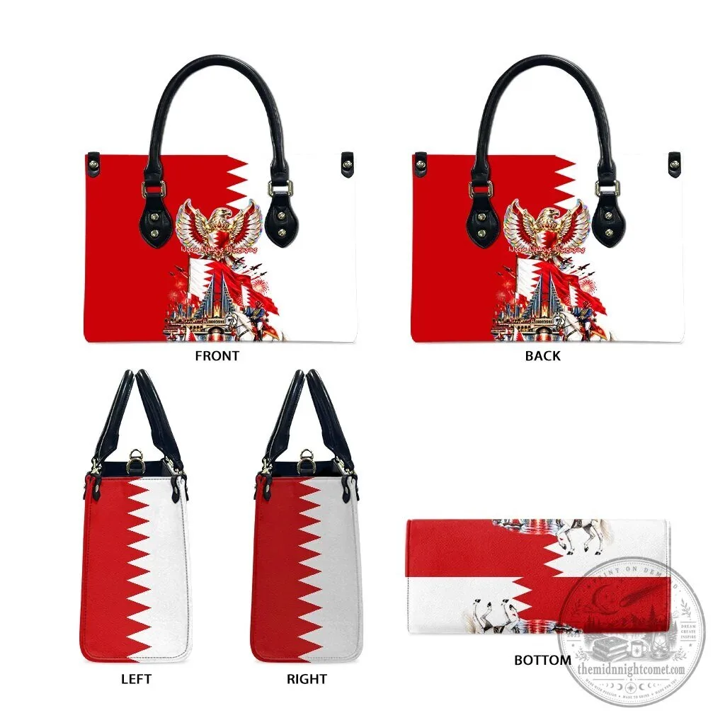 Bahrain National Day Flag Emblem Horse Knight Leather Handbag 11 Bahrain National Day Flag Emblem Horse Knight Leather Handbag