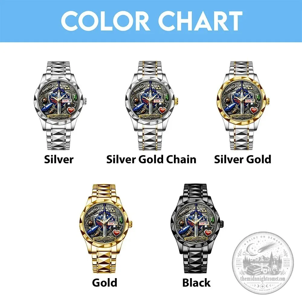 The Legend of Zelda 40th Anniversary Luxury Quartz Watch with Metal Band 7 The Legend of Zelda 40th Anniversary Luxury Quartz Watch with Metal Band
