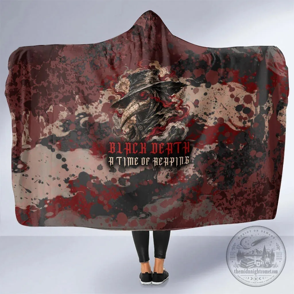 Black Death A Time Of Reaping Grim Reaper Plague Doctor Hooded Blanket