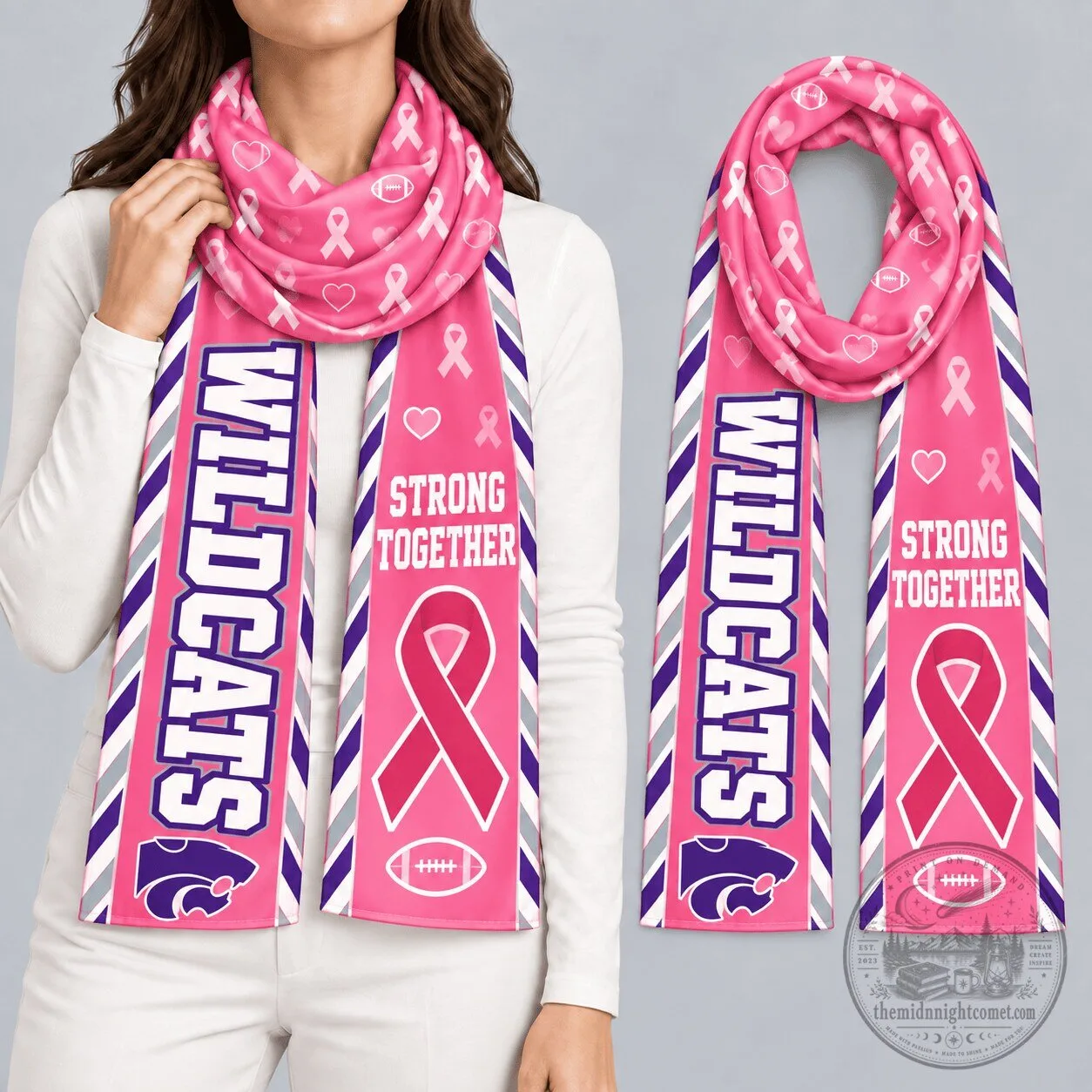 Kansas State Wildcats Breast Cancer Awareness Football Team Scarf