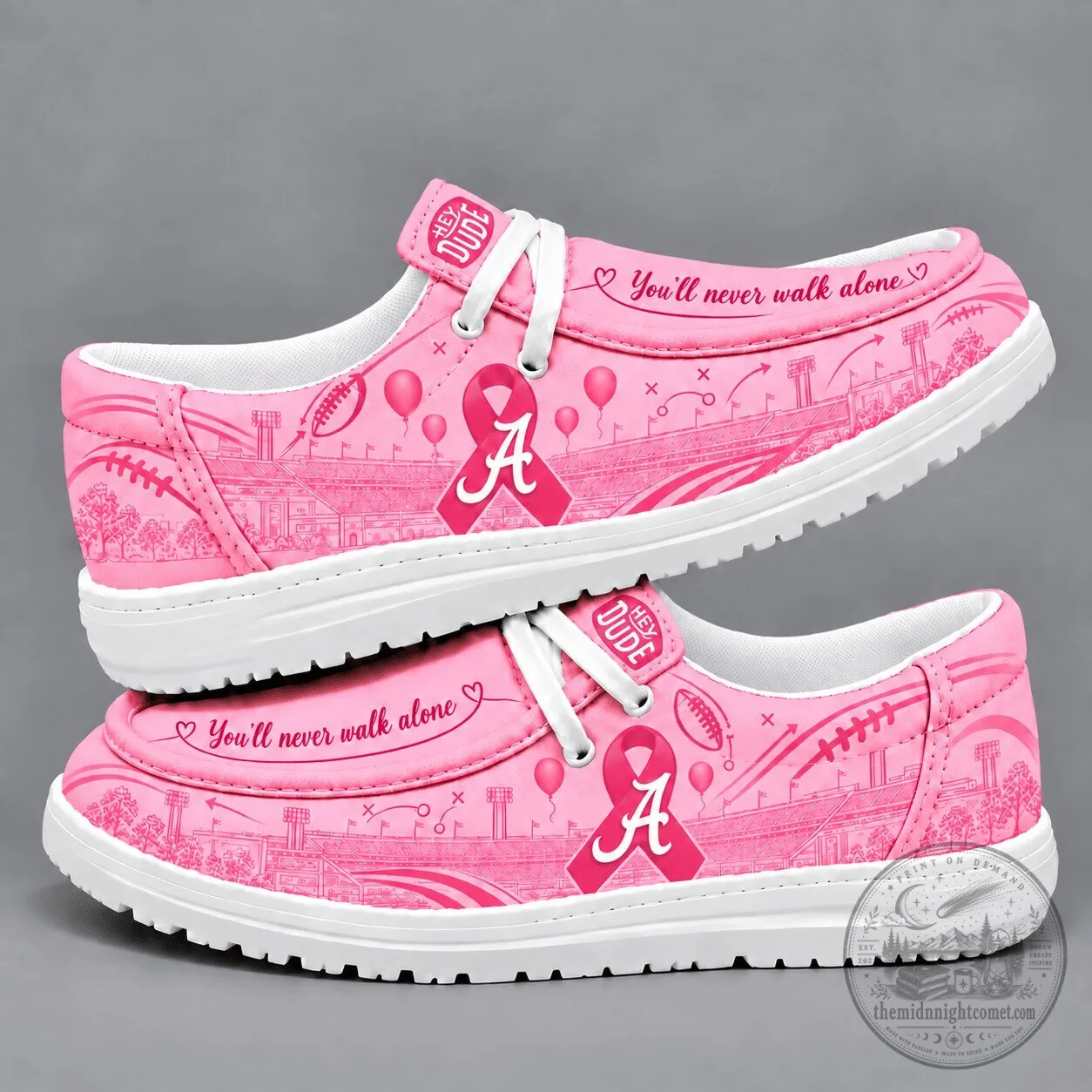 Alabama Crimson Tide Football Pink Ribbon Breast Cancer Awareness Shoes