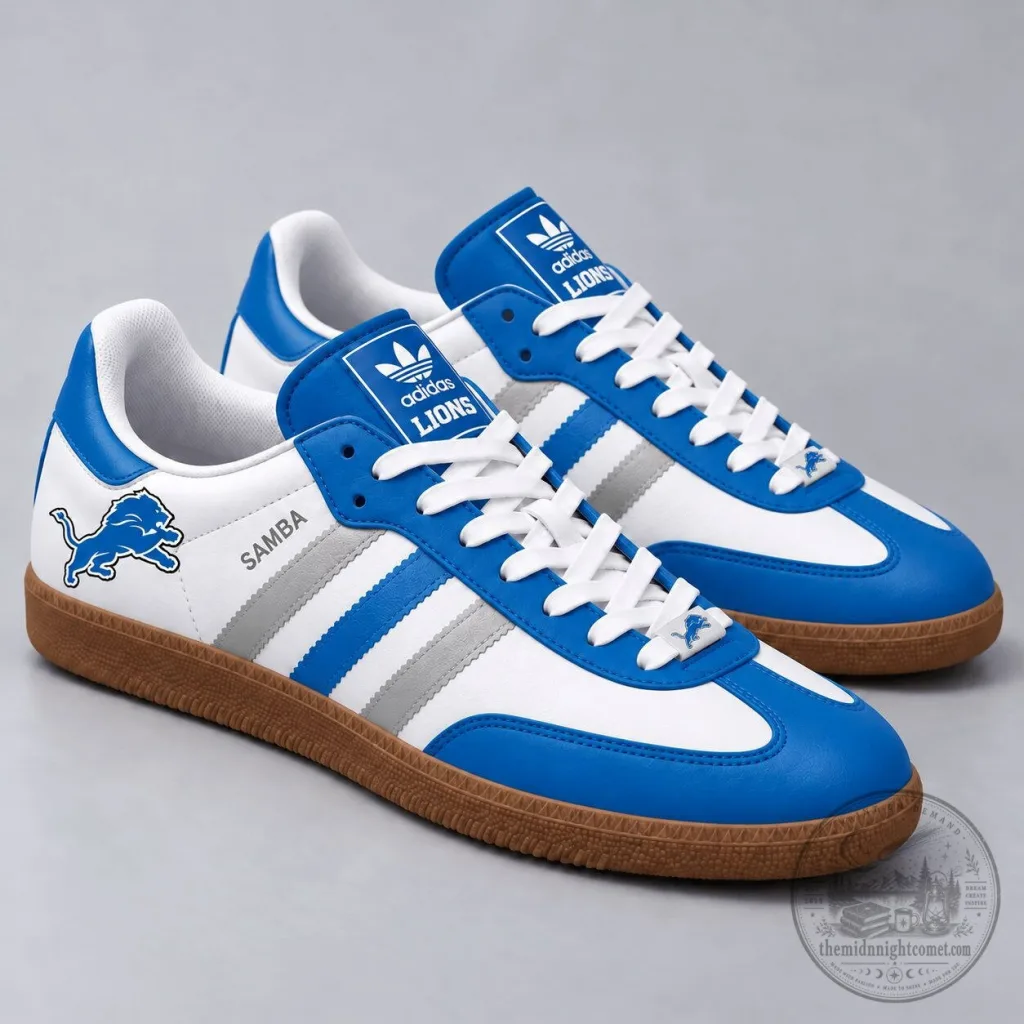 Detroit Lions NFL Team Pride Blue and White Samba Style Sneakers