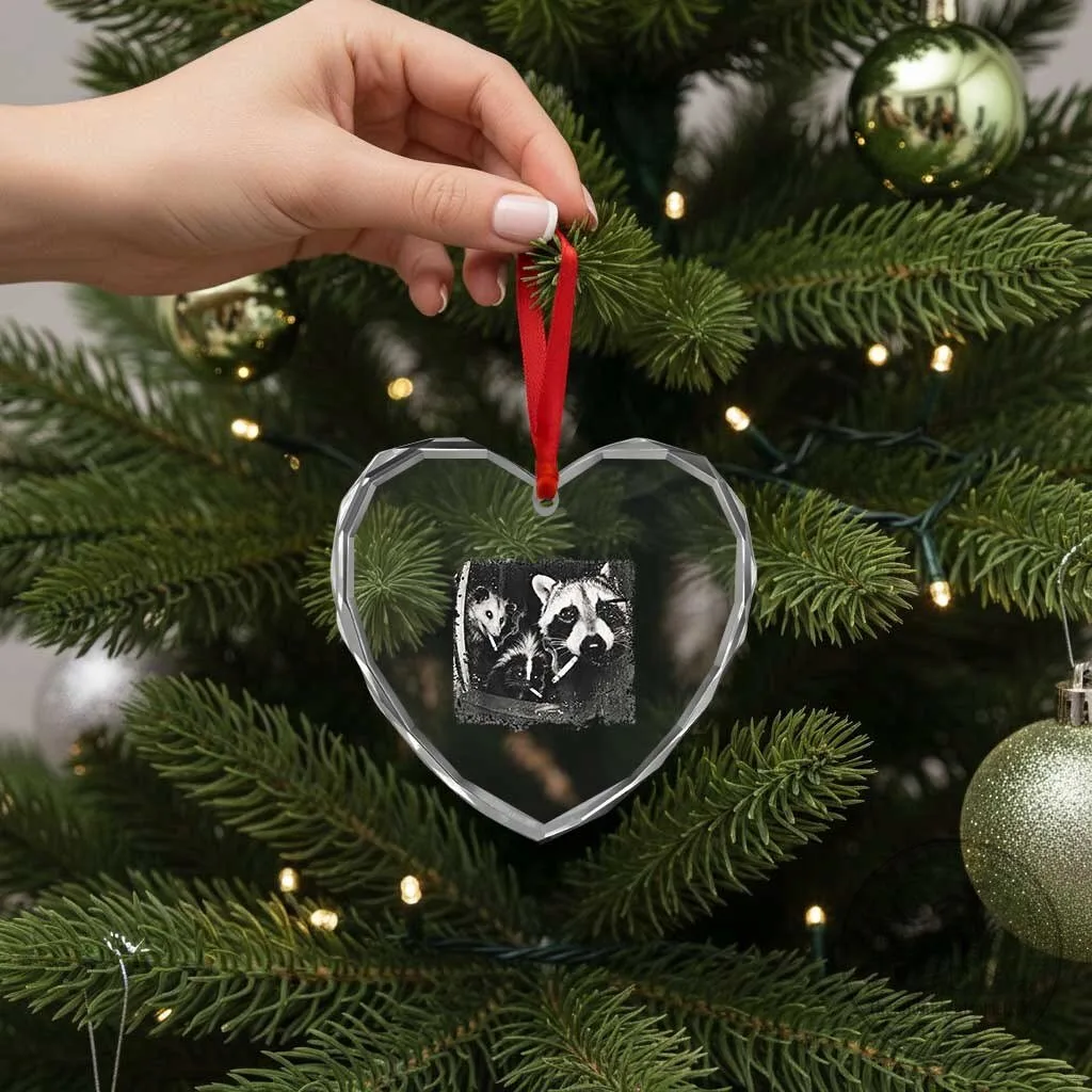 Funny Raccoon Skunk Opossum Smoking Meme Heart Crystal Glass Ornament 8 Funny Raccoon Skunk Opossum Smoking Meme Heart Crystal Glass Ornament