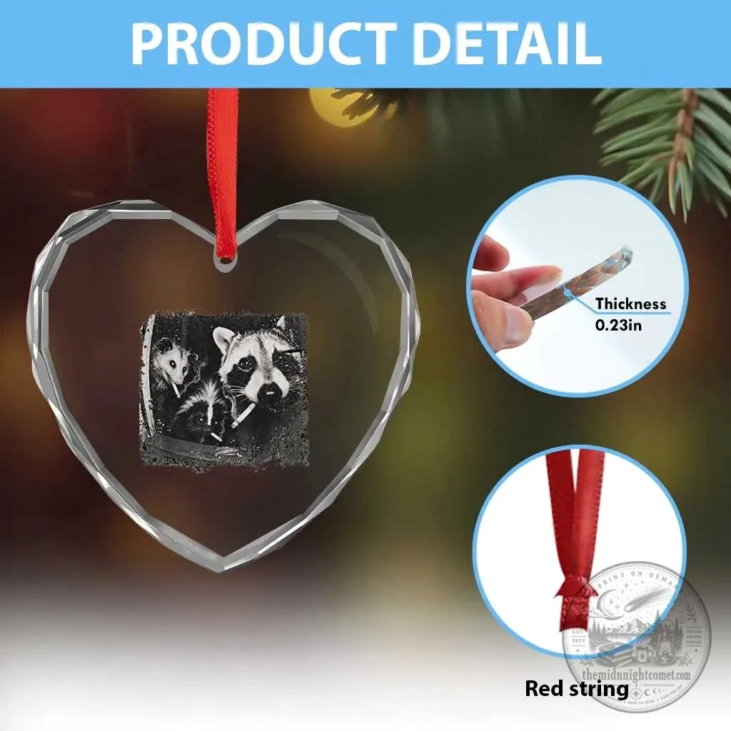 Funny Raccoon Skunk Opossum Smoking Meme Heart Crystal Glass Ornament 9 Funny Raccoon Skunk Opossum Smoking Meme Heart Crystal Glass Ornament