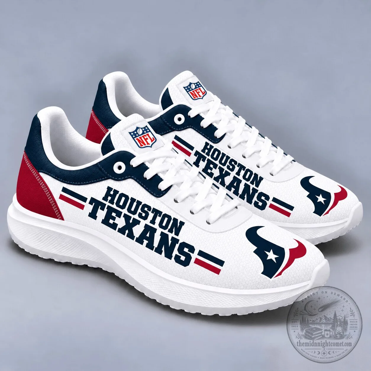 Houston Texans National Football League Team Logo White Athletic Sneakers