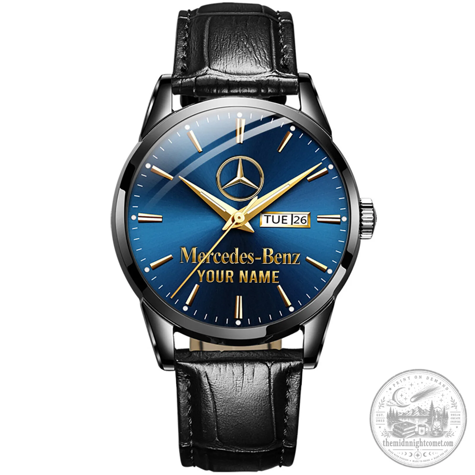 Mercedes-Benz Gold Tone Analog Watch with Leather Strap 13 Mercedes-Benz Gold Tone Analog Watch with Leather Strap
