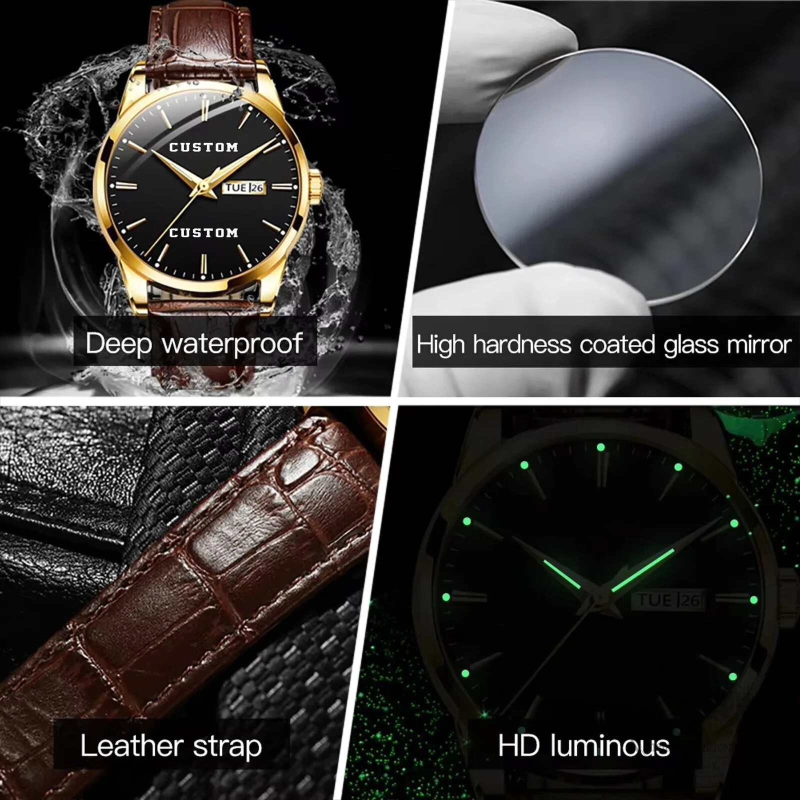 Mercedes-Benz Gold Tone Analog Watch with Leather Strap 15 Mercedes-Benz Gold Tone Analog Watch with Leather Strap