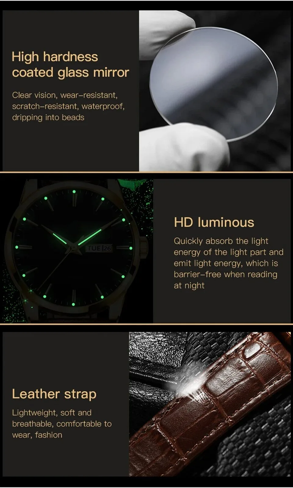 Mercedes-Benz Gold Tone Analog Watch with Leather Strap 16 Mercedes-Benz Gold Tone Analog Watch with Leather Strap