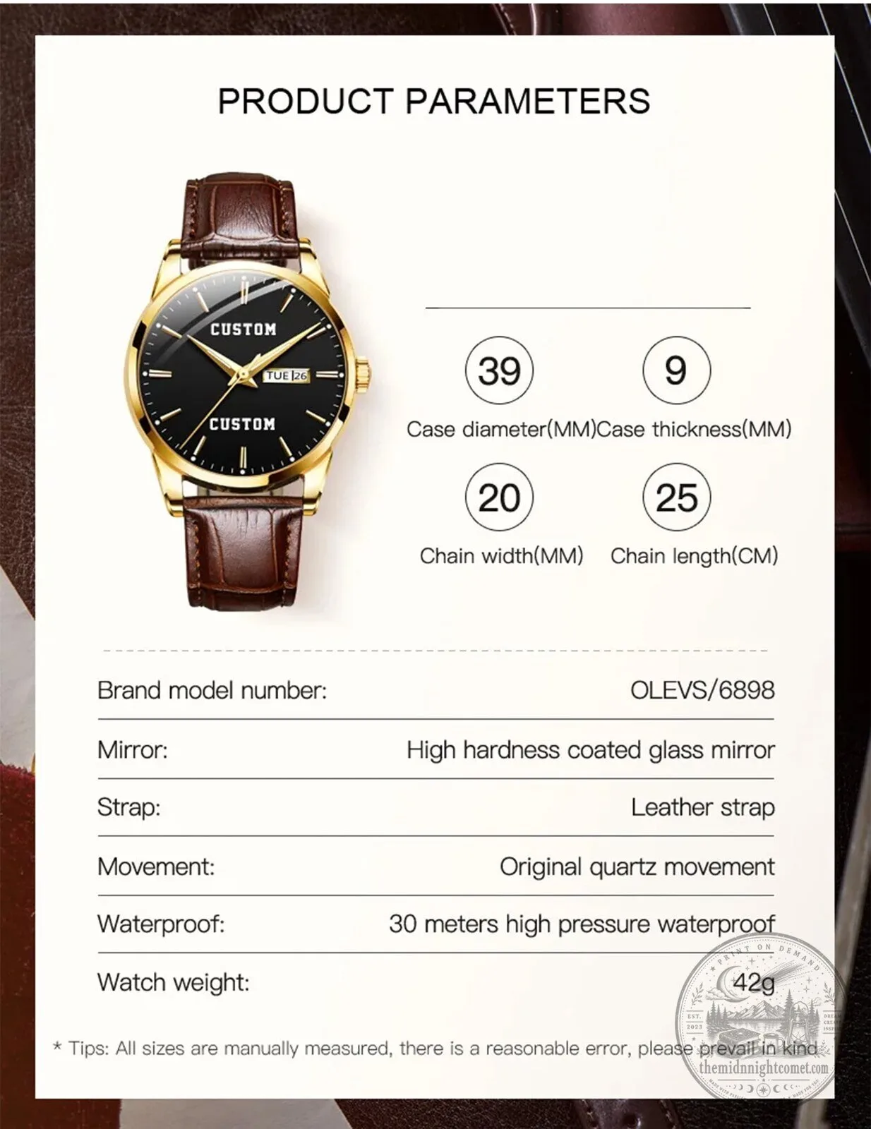 Mercedes-Benz Gold Tone Analog Watch with Leather Strap 17 Mercedes-Benz Gold Tone Analog Watch with Leather Strap