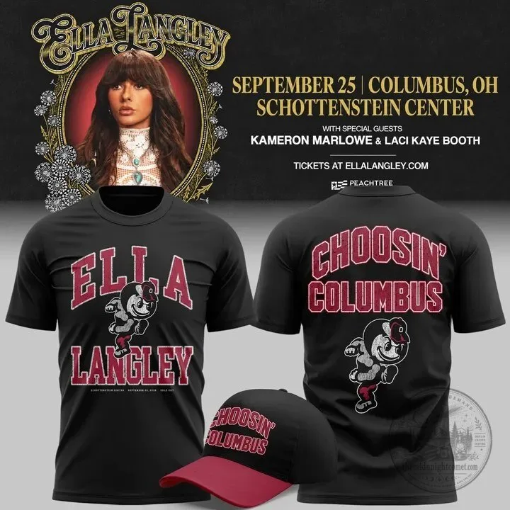 Columbus Ohio State Buckeyes Concert T-Shirt by Ella Langley Choosin 7 Columbus Ohio State Buckeyes Concert T-Shirt by Ella Langley Choosin