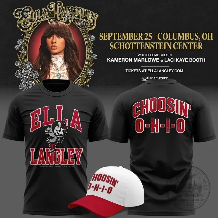 Columbus Ohio State Buckeyes Concert T-Shirt by Ella Langley Choosin 8 Columbus Ohio State Buckeyes Concert T-Shirt by Ella Langley Choosin