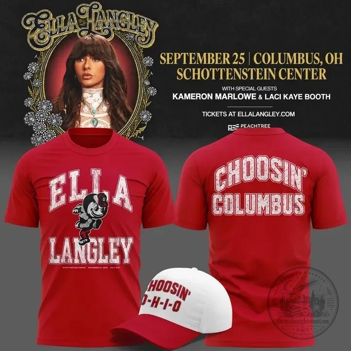 Columbus Ohio State Buckeyes Concert T-Shirt by Ella Langley Choosin 9 Columbus Ohio State Buckeyes Concert T-Shirt by Ella Langley Choosin