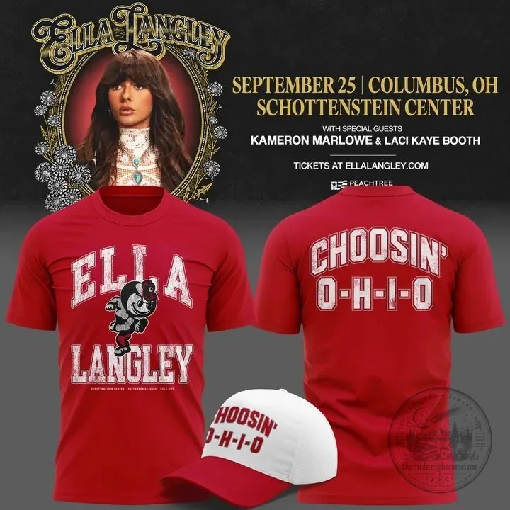 Columbus Ohio State Buckeyes Concert T-Shirt by Ella Langley Choosin 11 Columbus Ohio State Buckeyes Concert T-Shirt by Ella Langley Choosin