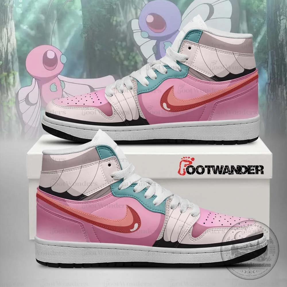 Pink Butterfree Pokemon Anime Character High Top Sneakers