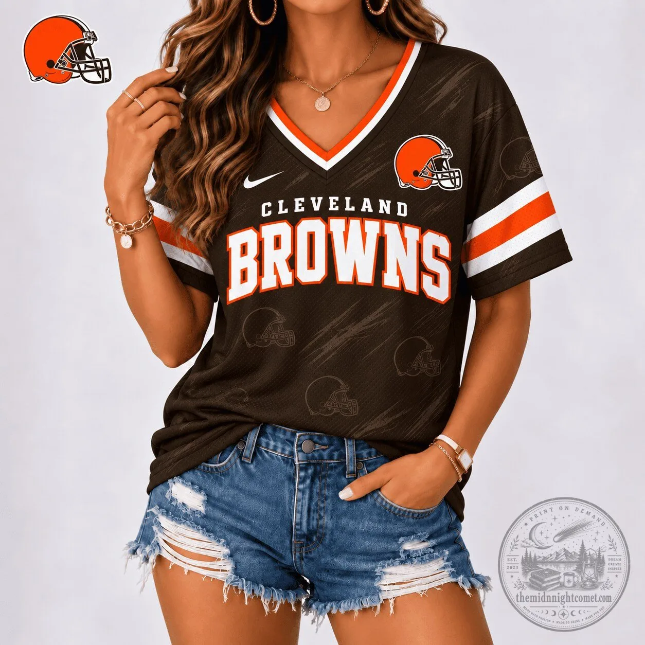 Cleveland Browns NFL Team Shirt Premium V-Neck Football Fan Apparel