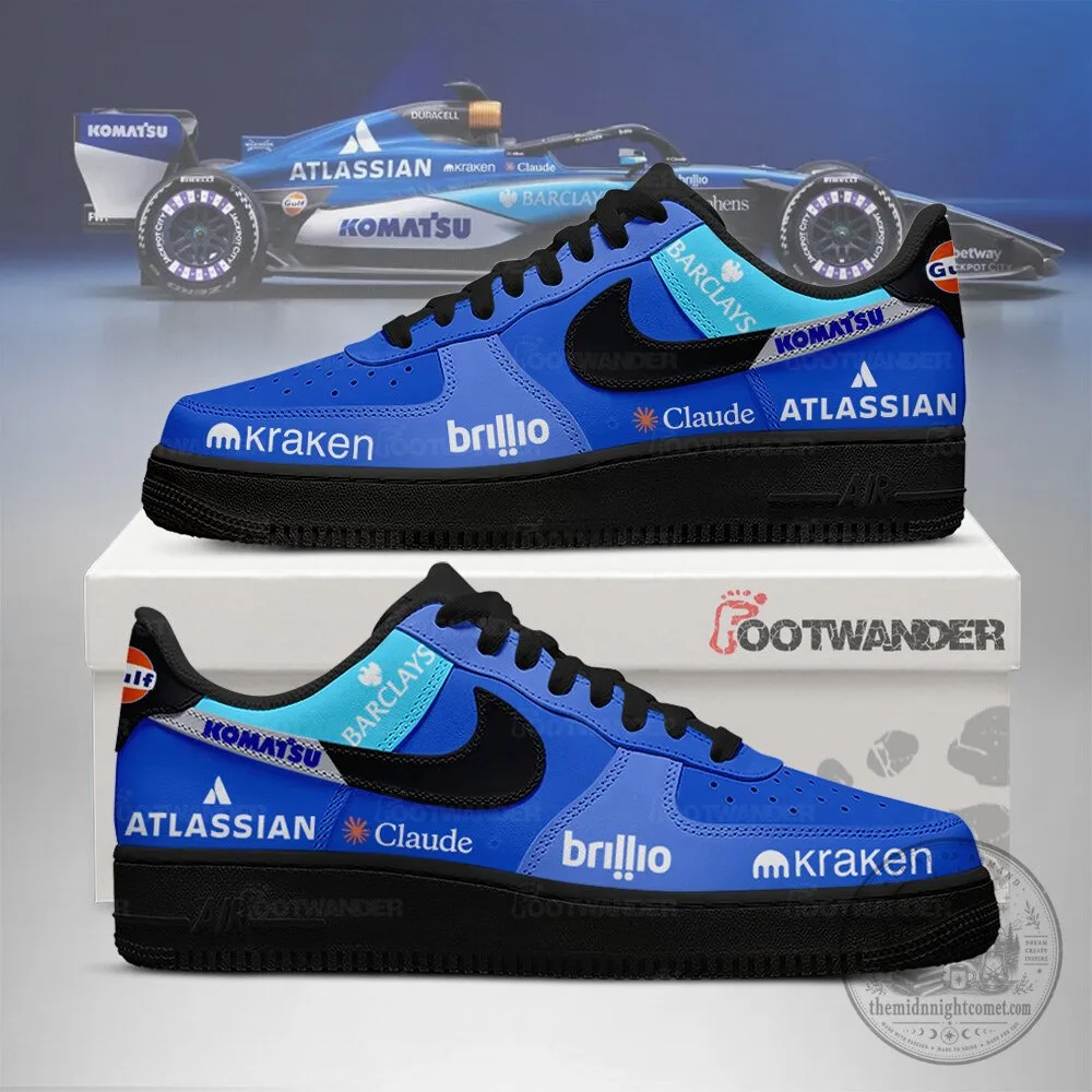 Williams Racing Formula 1 Team Blue and Black Custom Athletic Shoes