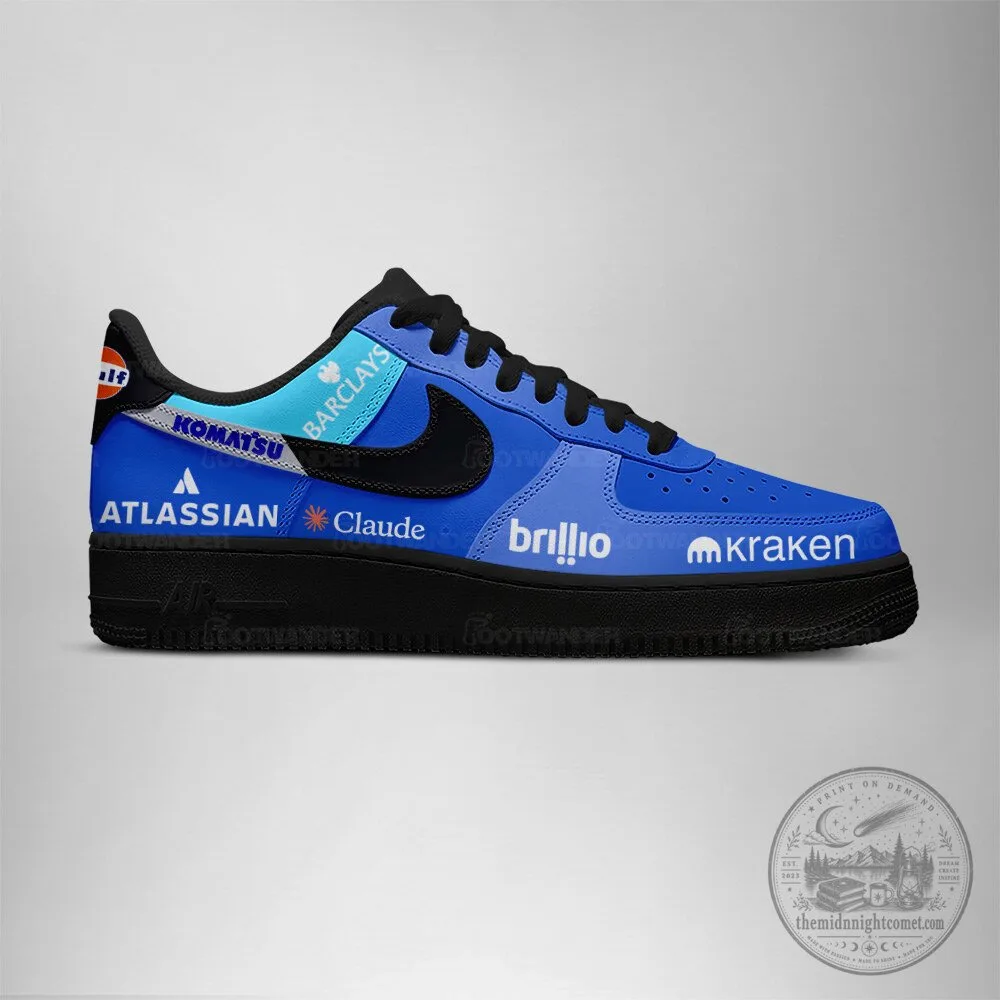 Williams Racing Formula 1 Team Blue and Black Custom Athletic Shoes 4 Williams Racing Formula 1 Team Blue and Black Custom Athletic Shoes