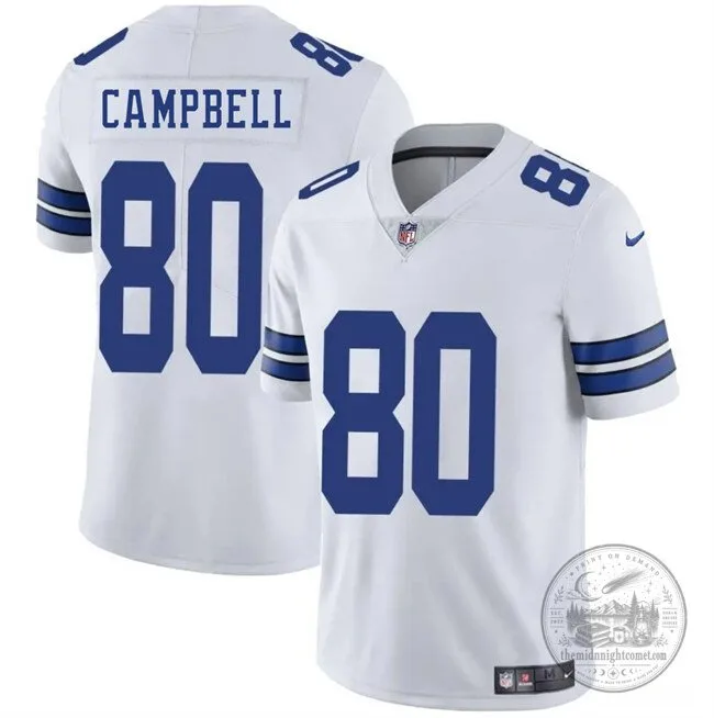 Dallas Cowboys Football Parris Campbell Number 80 White Stitched Jersey