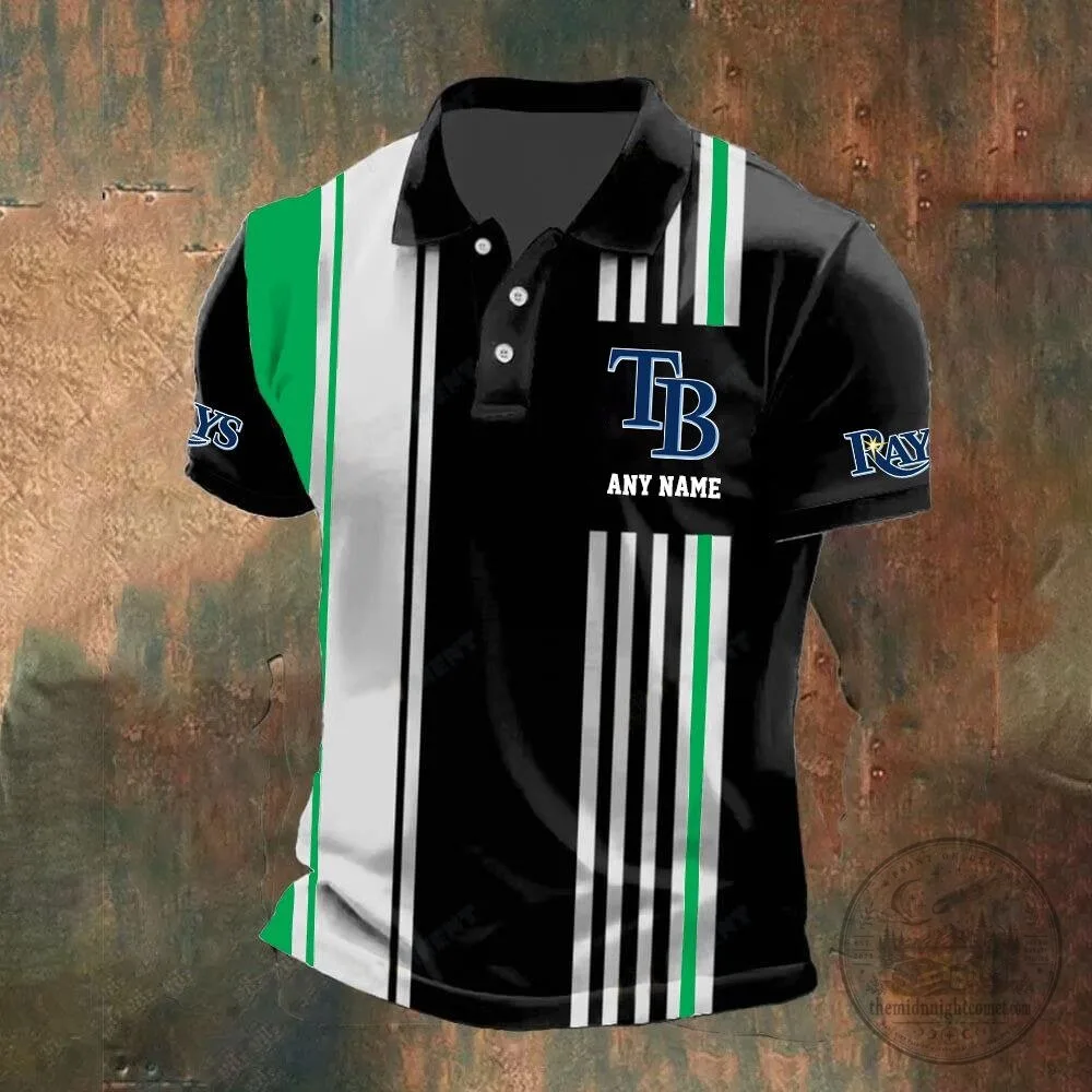Tampa Bay Rays Personalized Striped Black and White Baseball Polo Shirt 9 Tampa Bay Rays Personalized Striped Black and White Baseball Polo Shirt