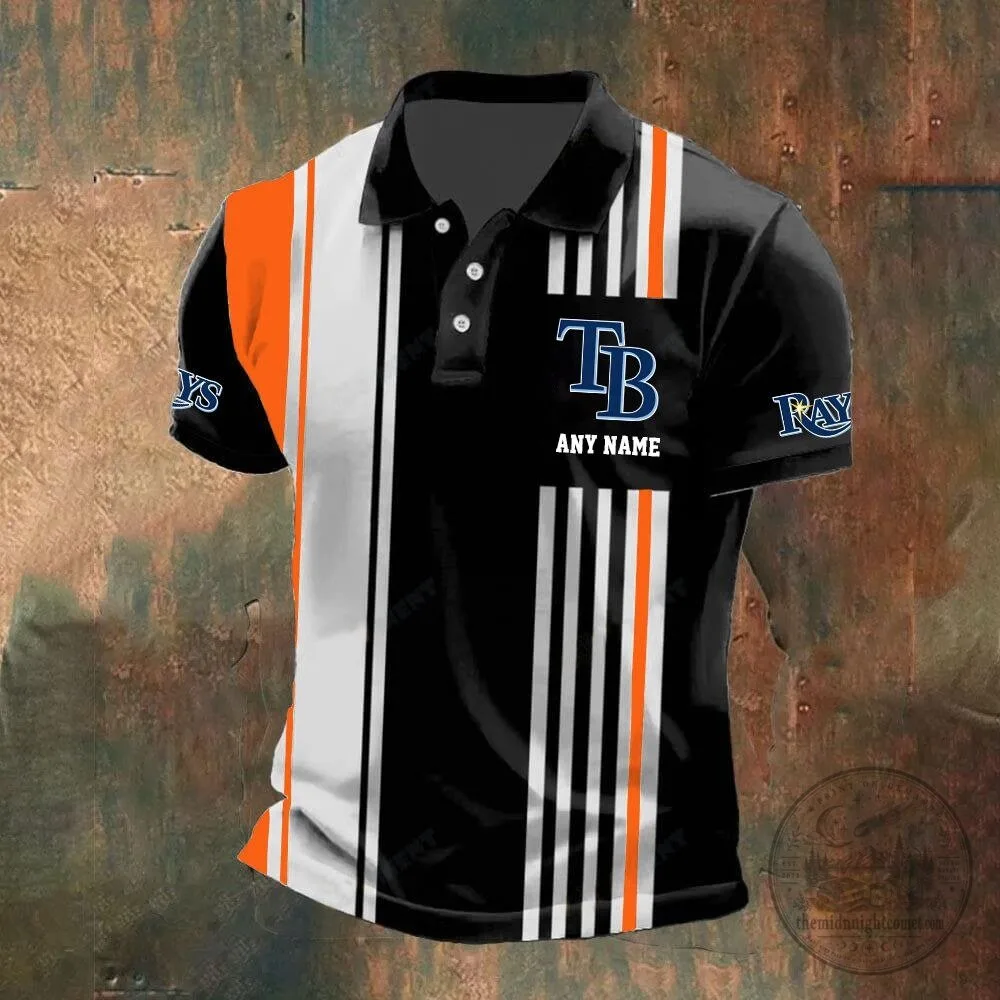 Tampa Bay Rays Personalized Striped Black and White Baseball Polo Shirt 11 Tampa Bay Rays Personalized Striped Black and White Baseball Polo Shirt