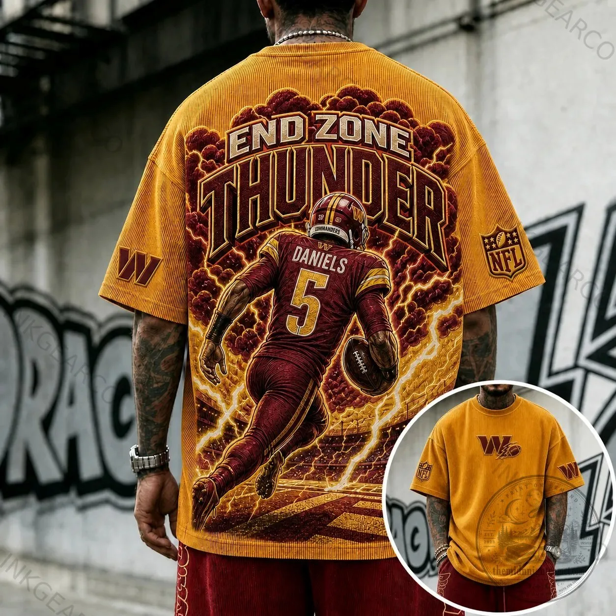 End Zone Thunder T-Shirt for Washington Commanders Fans 1 End Zone Thunder T-Shirt for Washington Commanders Fans