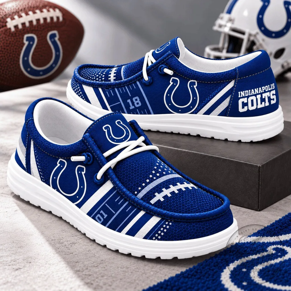 Indianapolis Colts Football Team Logo Blue Custom Design Shoes 27 Indianapolis Colts Football Team Logo Blue Custom Design Shoes