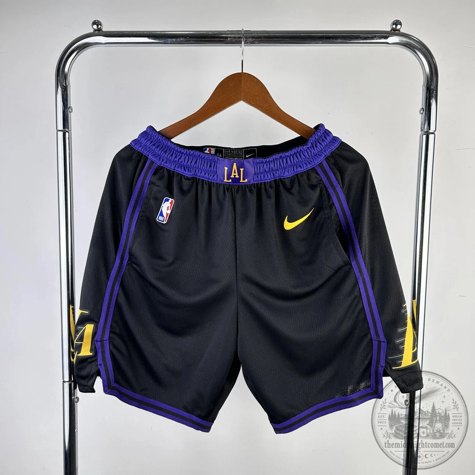 Los Angeles Lakers Black and Purple City Edition Basketball Shorts