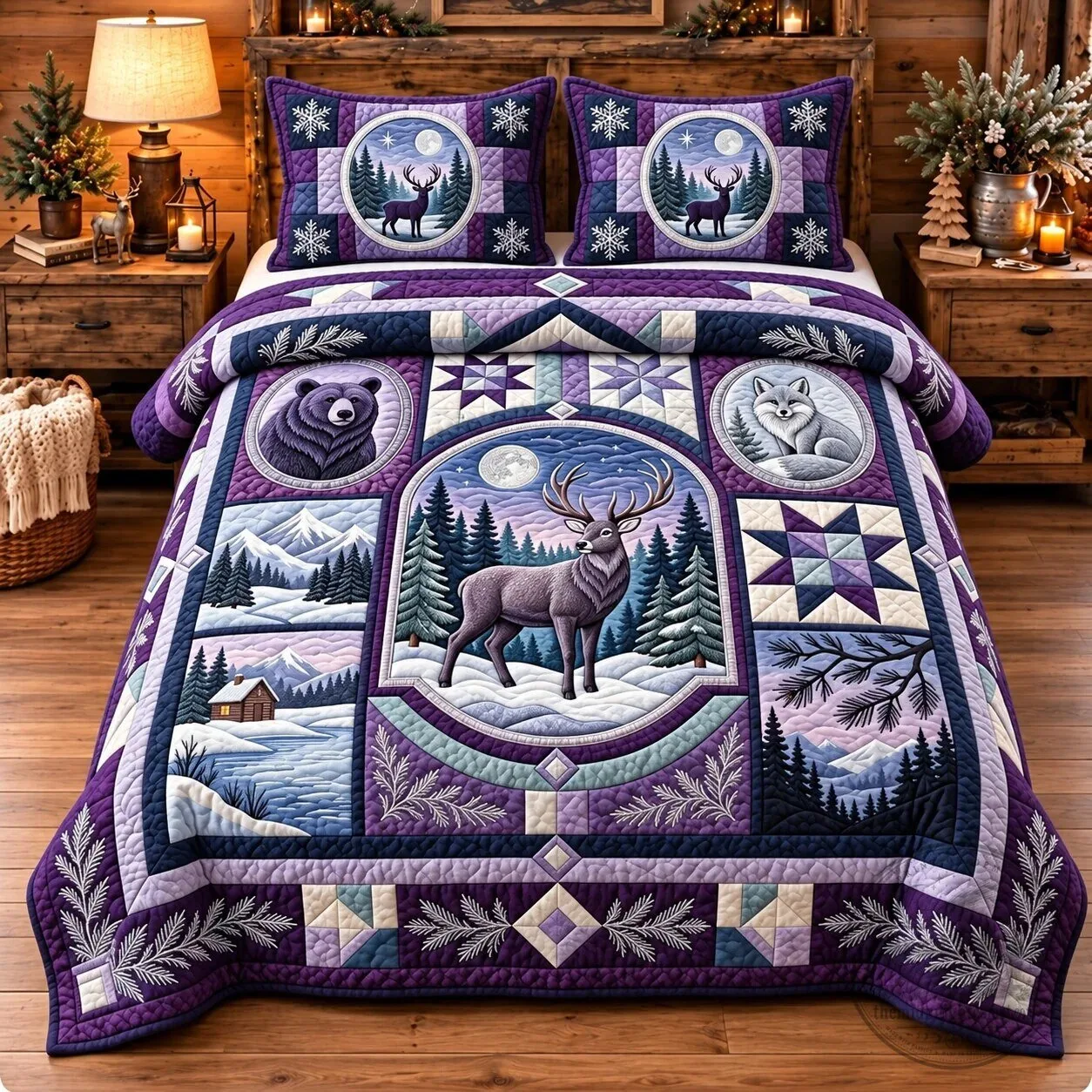 Wisconsin Badgers Fall Maple Leaves Chunky Sneakers Shoes 5 Amethyst Moonlit Forest Patchwork Winter Deer Bear Wolf Quilted Bedding Set