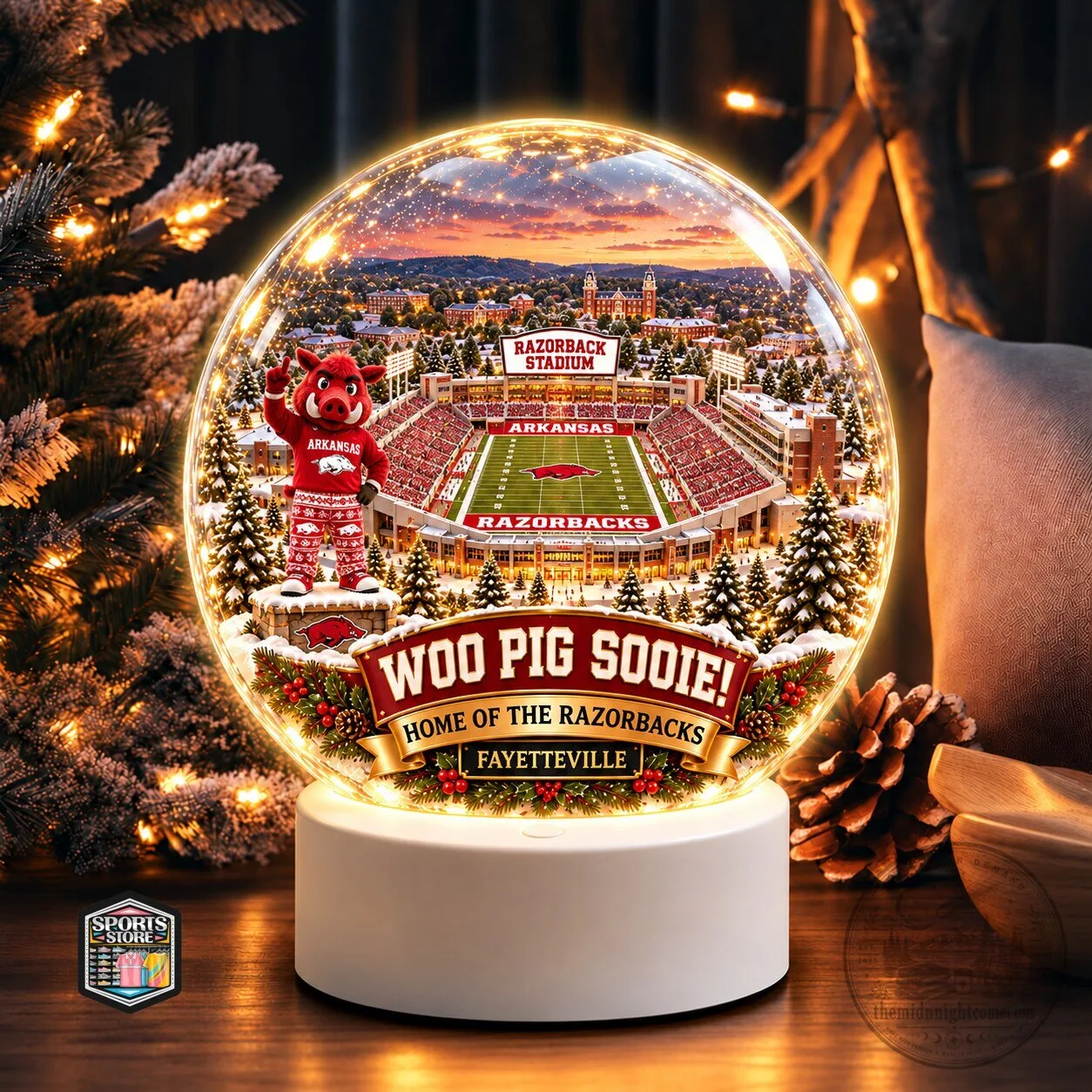 Wisconsin Badgers Fall Maple Leaves Chunky Sneakers Shoes 6 Arkansas Razorbacks Football Stadium Christmas Holiday Snow Globe Light