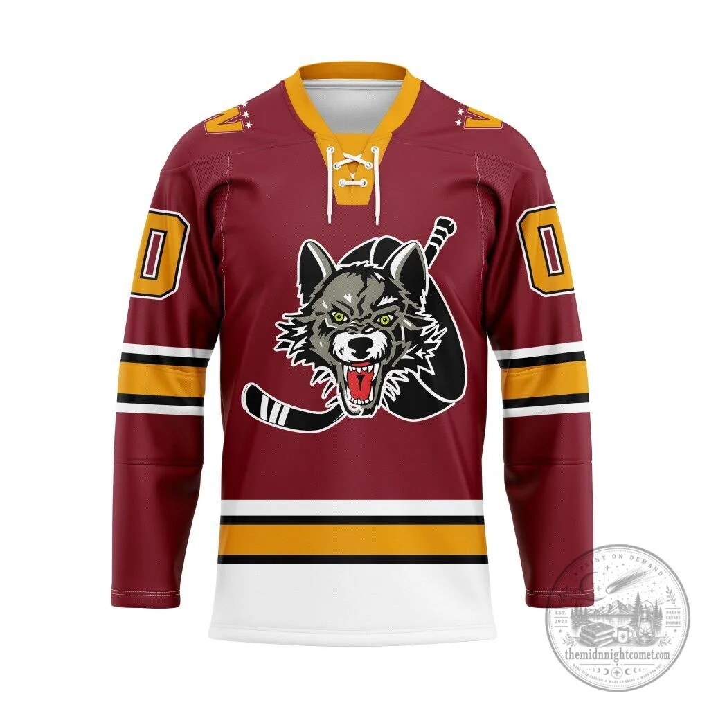 Chicago Wolves American Hockey League Personalized Red Hockey Jersey