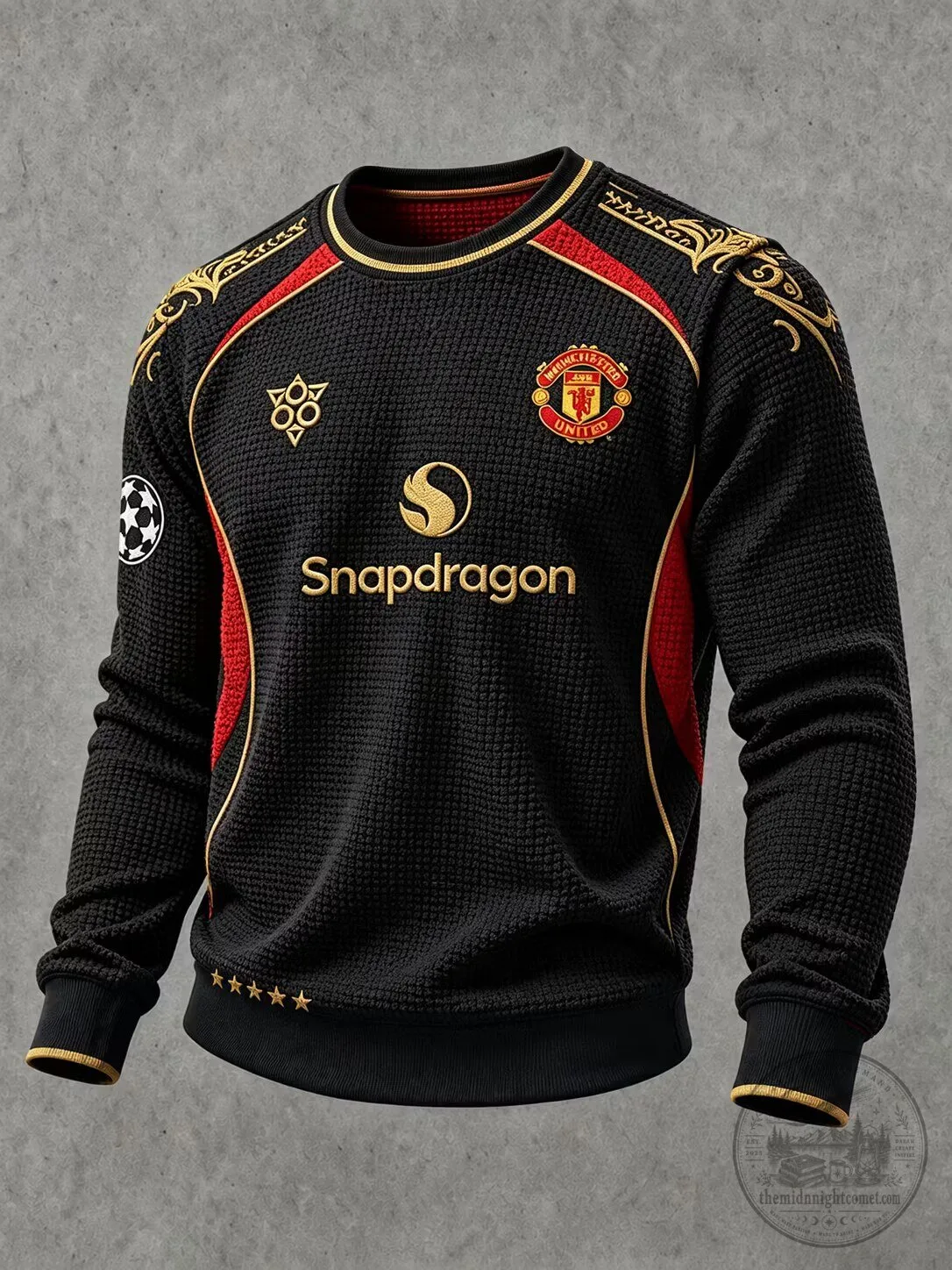 Manchester United Football Club Black Snapdragon Waffle Knit Sweatshirt