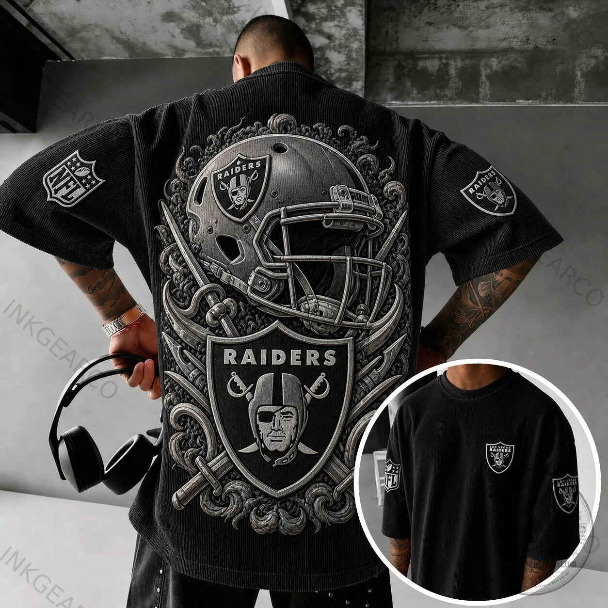 Las Vegas Raiders NFL Football Team Helmet Logo Black Short-Sleeve T-Shirt