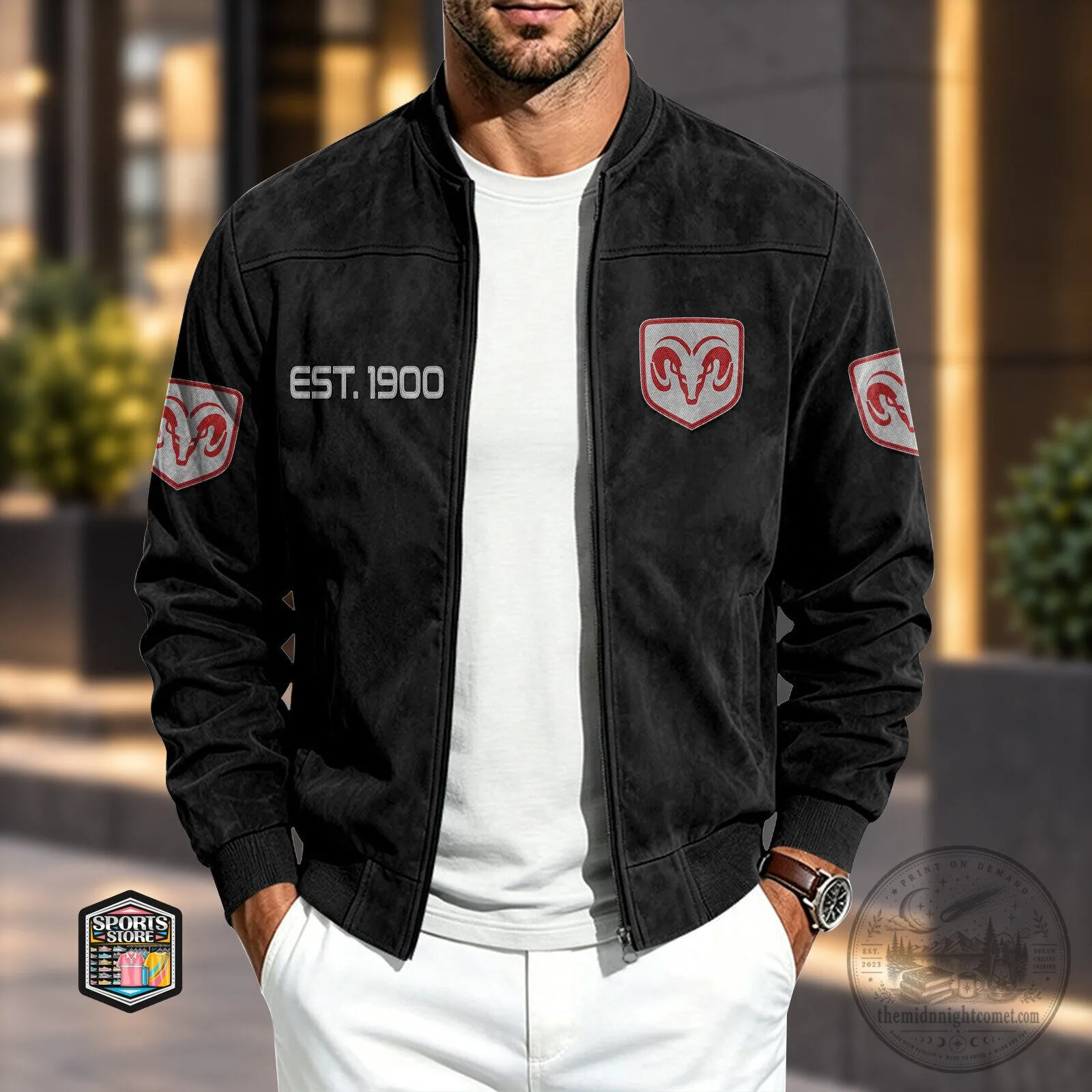 Dodge Ram Est 1900 Logo Performance Bomber Jacket 2 Dodge Ram Est 1900 Logo Performance Bomber Jacket