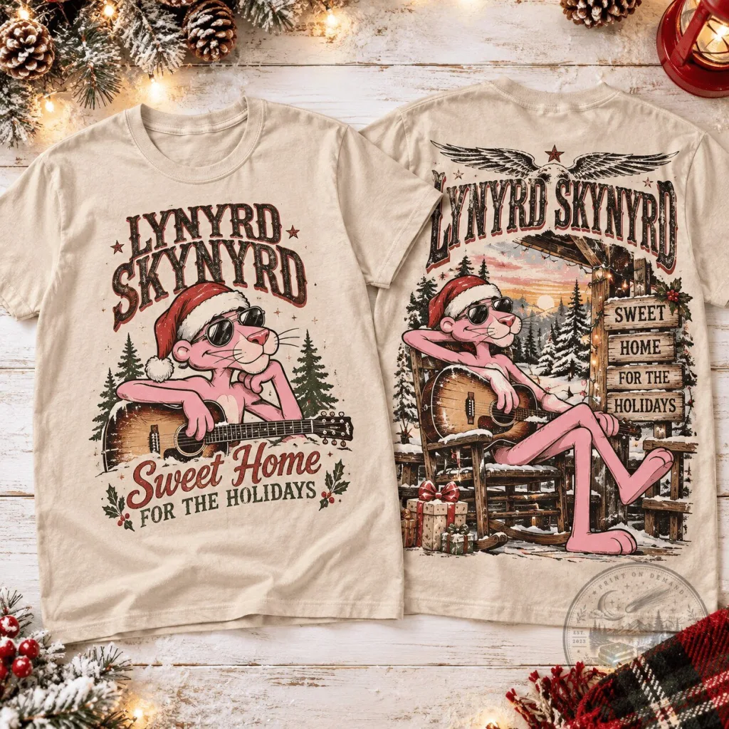 Lynyrd Skynyrd Pink Panther Sweet Home For The Holidays Christmas T-Shirt Lynyrd Skynyrd Pink Panther Sweet Home For The Holidays Christmas T-Shirt