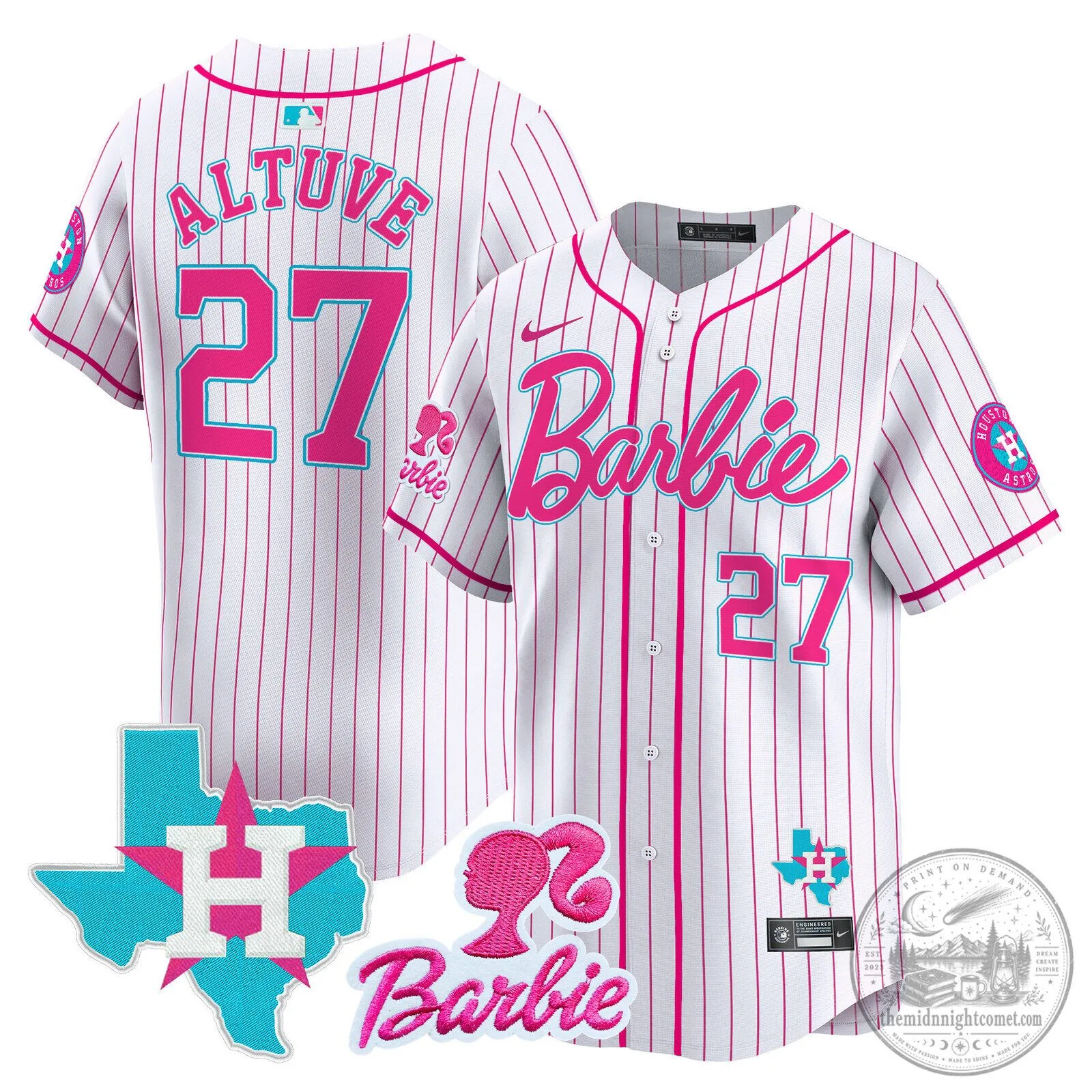 Barbie Houston Astros Baseball Pinstripe Jersey 51 Barbie Houston Astros Baseball Pinstripe Jersey