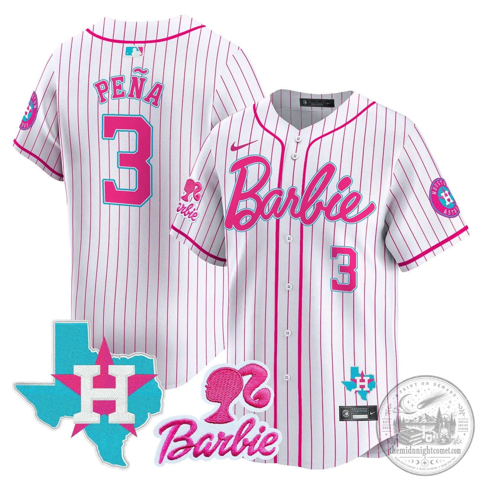 Barbie Houston Astros Baseball Pinstripe Jersey 52 Barbie Houston Astros Baseball Pinstripe Jersey
