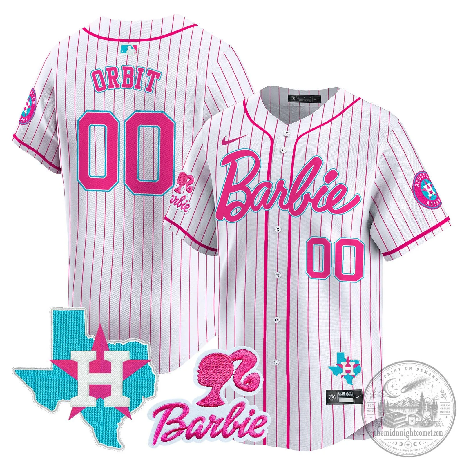 Barbie Houston Astros Baseball Pinstripe Jersey 55 Barbie Houston Astros Baseball Pinstripe Jersey