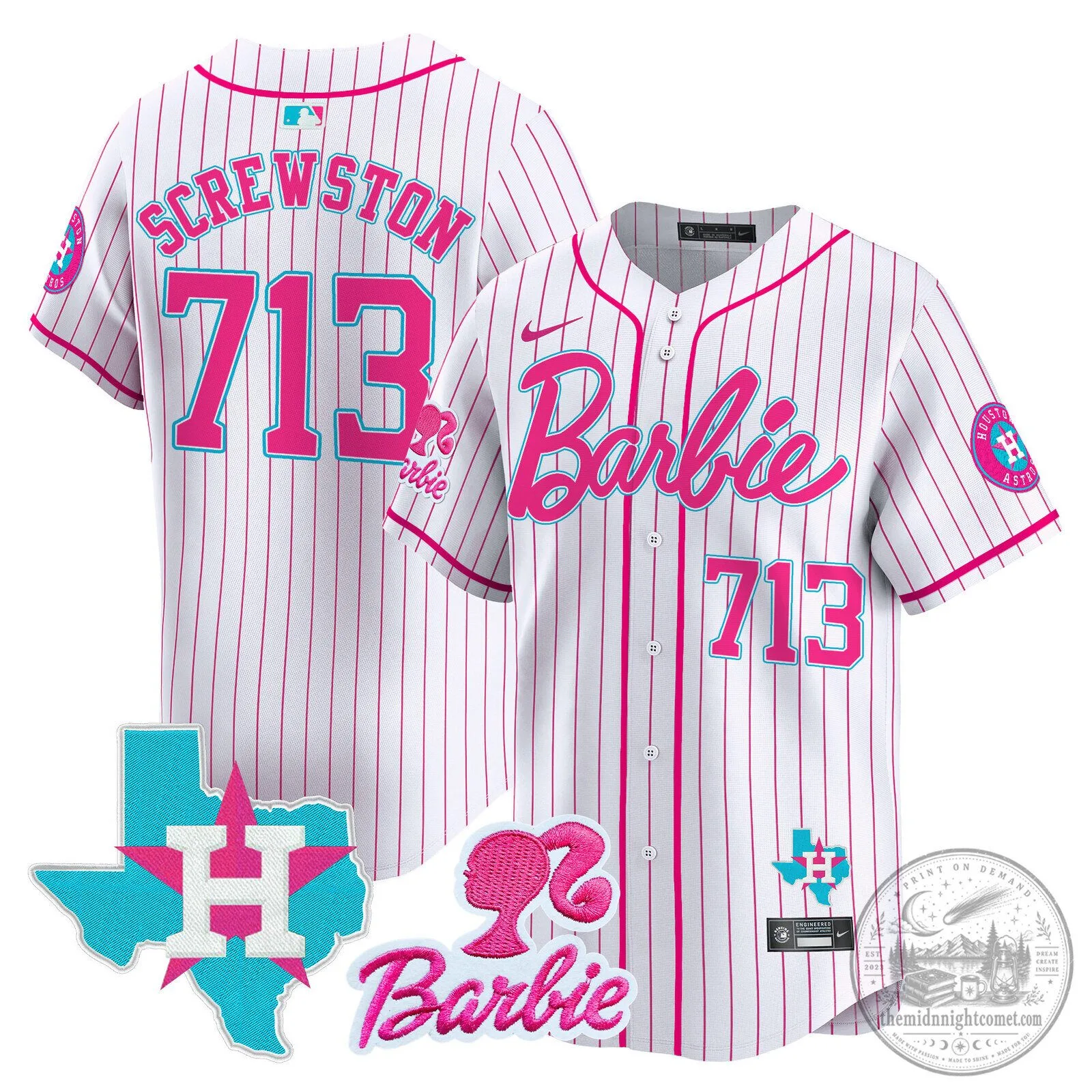 Barbie Houston Astros Baseball Pinstripe Jersey 56 Barbie Houston Astros Baseball Pinstripe Jersey