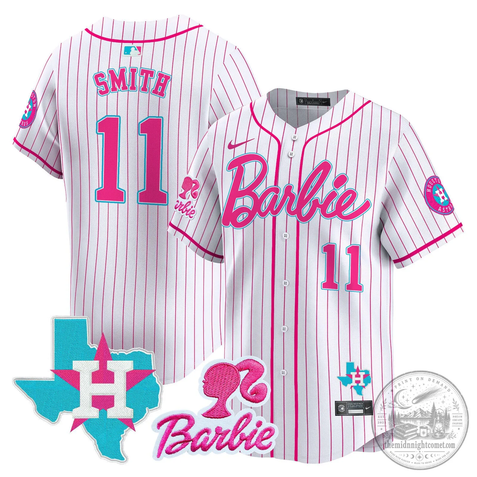 Barbie Houston Astros Baseball Pinstripe Jersey 58 Barbie Houston Astros Baseball Pinstripe Jersey